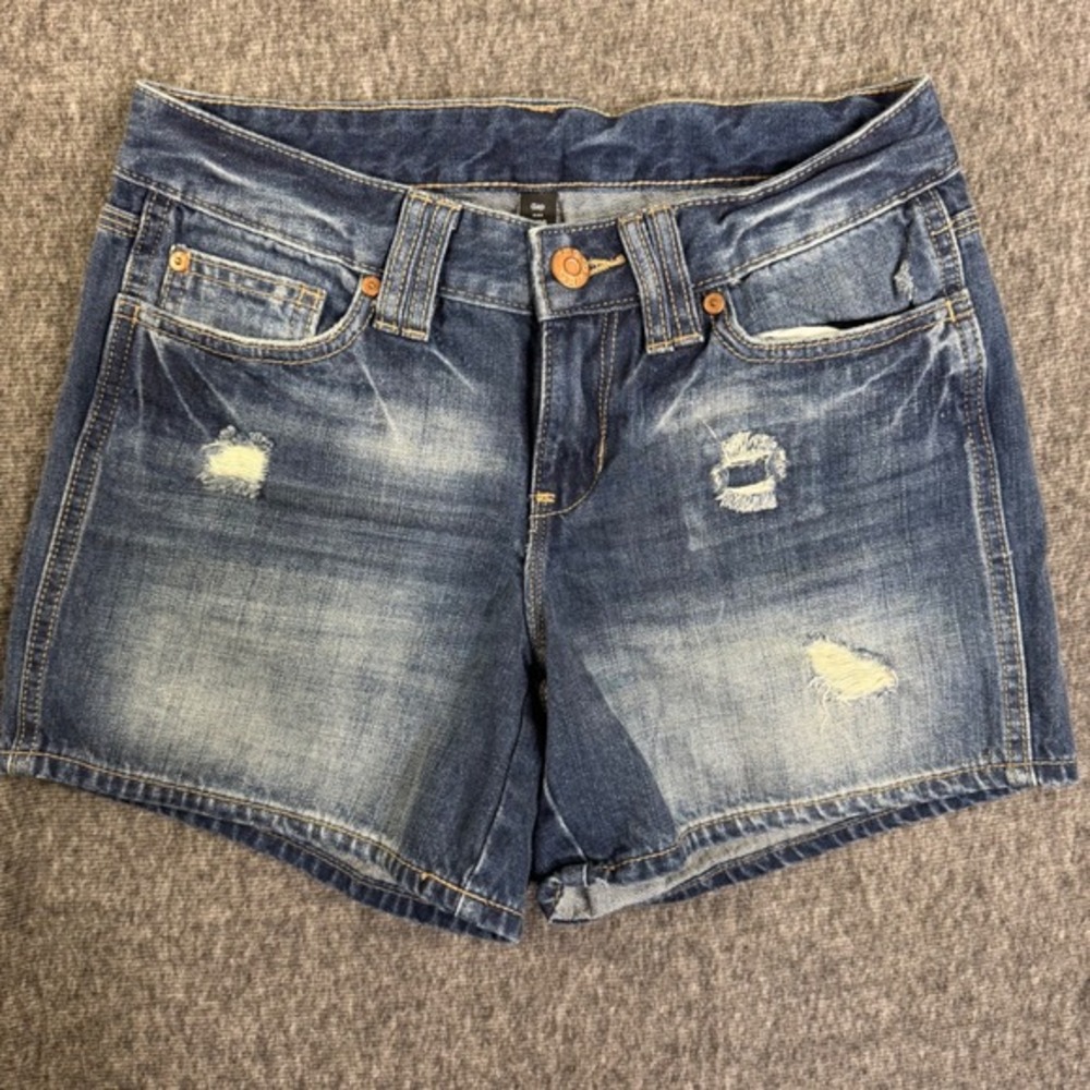 Gap Denim Jean Mom Shorts Womens Size 2/26 Blue‎ Distressed Low Rise Casual